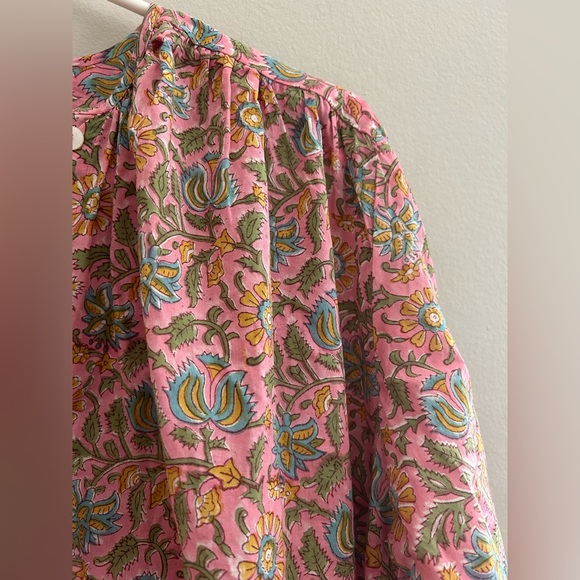 NWT Mille Florian 100% Cotton Floral Print Button Up Blouse Resortwear | Size L - Picture 5 of 11